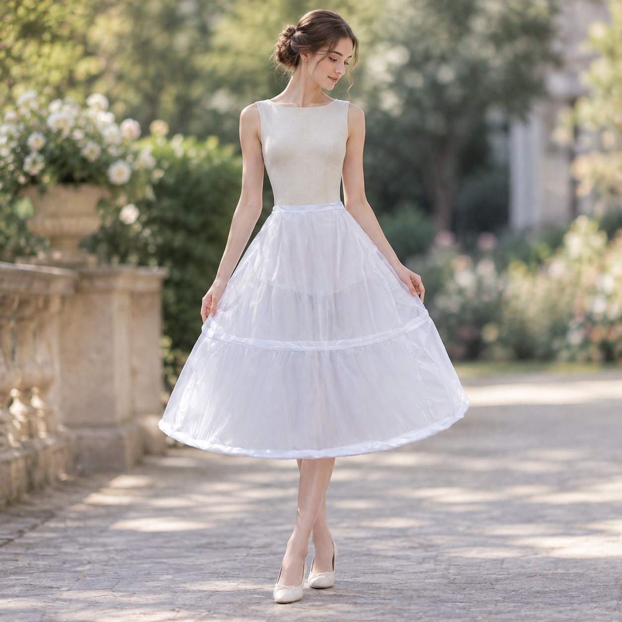 Midi Dress - Casual Tulle Gown Maxi Length with