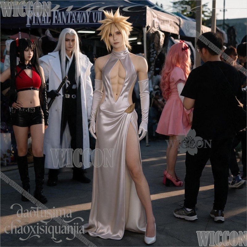 FF7 Cosplay Cloud High Slit We - Evening Gown ulasan dan harga