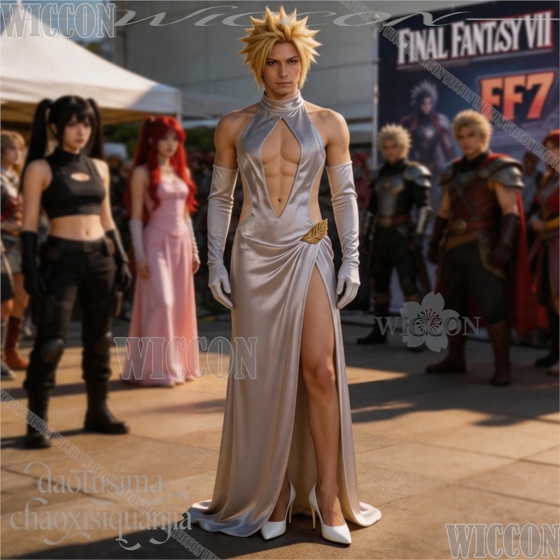FF7 Cosplay Cloud High Slit We - Evening Gown ulasan dan harga