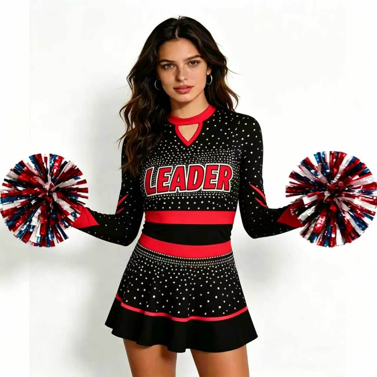 Sparkly Rhinestone Cheerleadin - Women'S Red Formal Wear ulasan dan harga