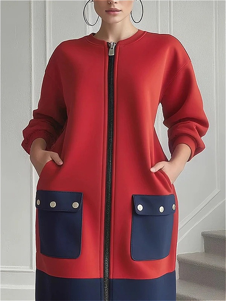 Modigirl Contrast Color Long S - Women'S Red Formal Wear ulasan dan harga