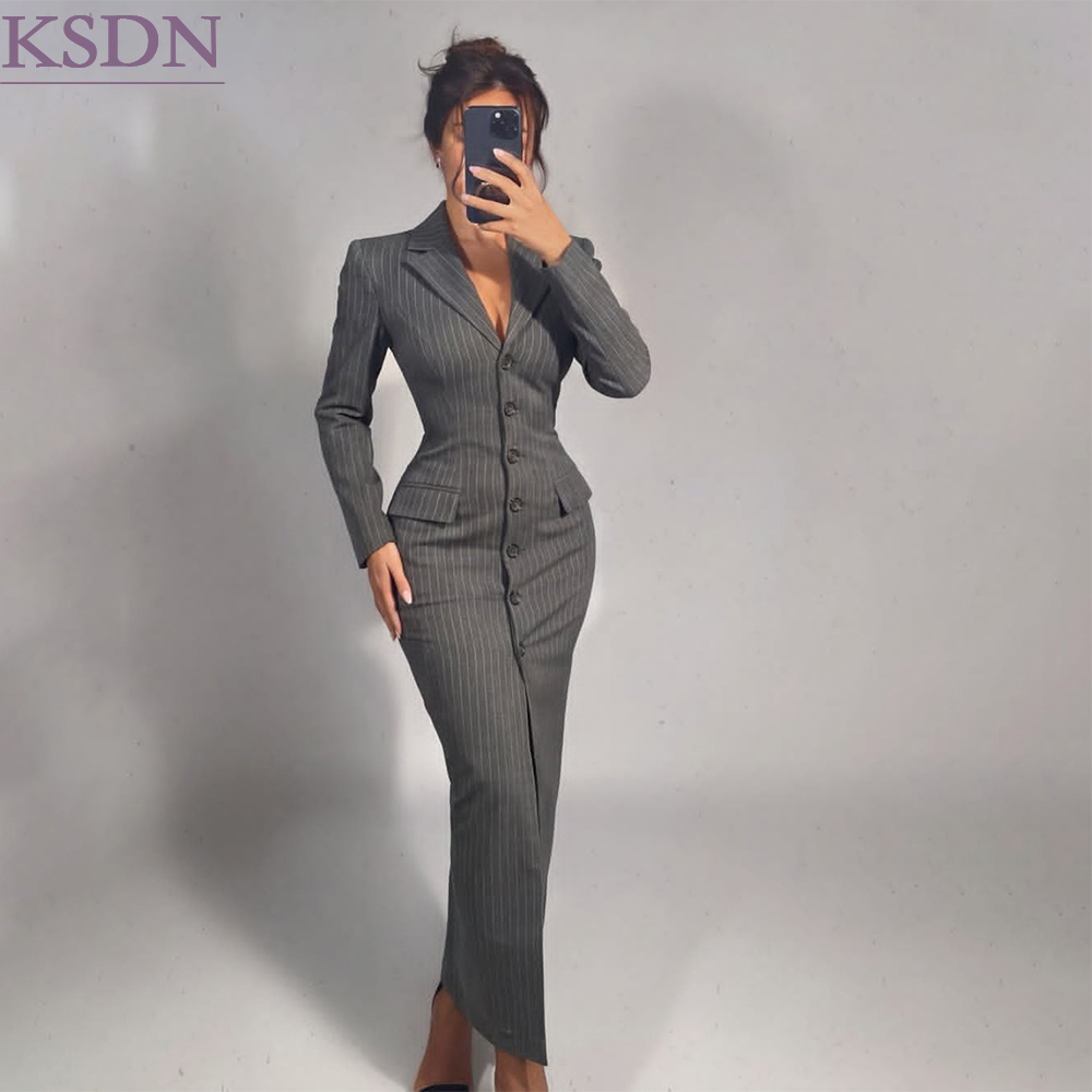 Grey Pinstripe Women Blazer Sk - Formal Skirt ulasan dan harga